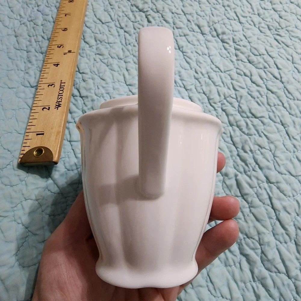 10 Strawberry Street White Ceramic Fluted Creamer Pitcher 4.5 Inch Stoneware